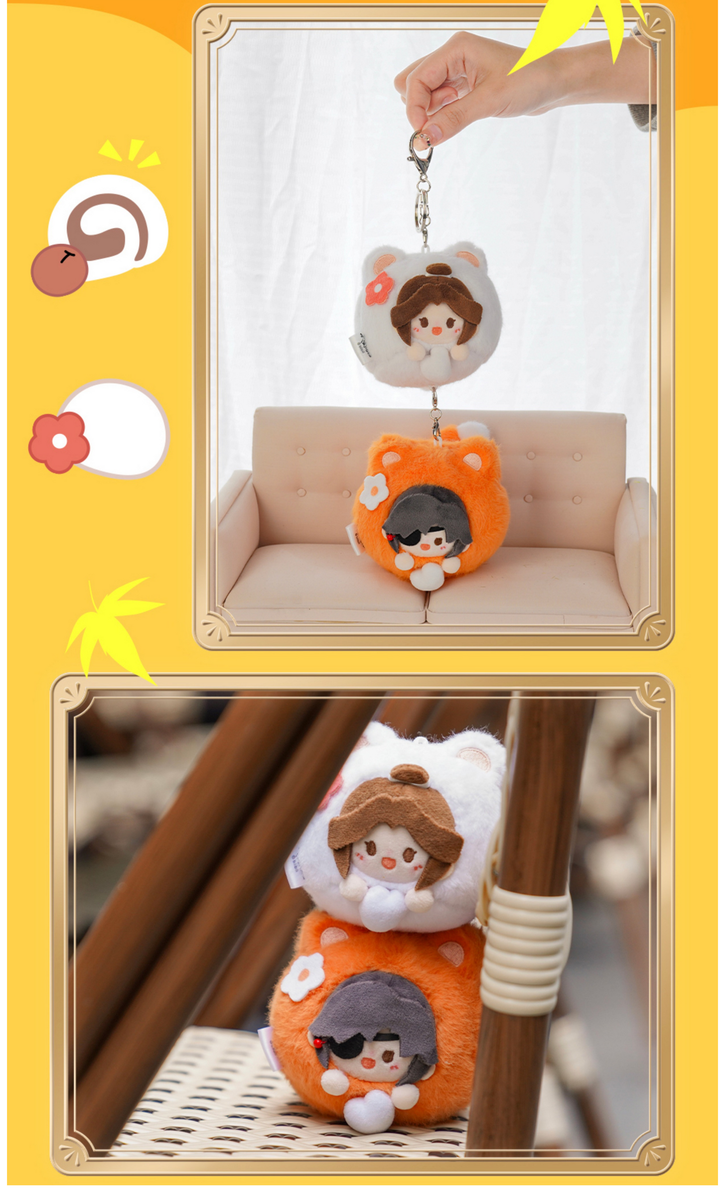 Heaven Officials Blessing Plush Pendants，Cute Food Shaped Keychains，Backpack Accessories